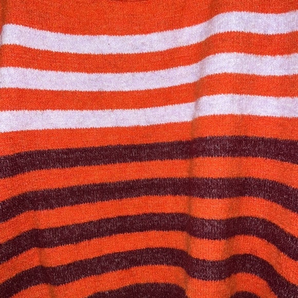 FREE PEOPLE Complete Me Orange Striped Cotton Alpaca Blend Knit Sweater M - Picture 10 of 16